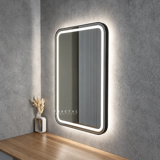 Прямоугольное зеркало с скругленными краями с подсветкой в раме Well 30 + Ambilight