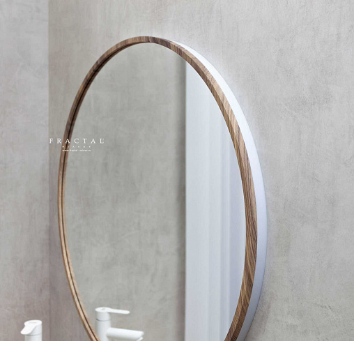 Круглое зеркало с подсветкой ambilight в раме F2 Орех натуральный