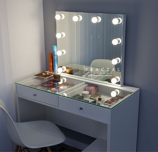 Туалетный столик Optima Glass + гримерное зеркало 60x70