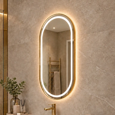 Капсульное зеркало с подсветкой в металлической раме Well 30+Ambilight 
